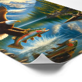 Majestic Eagle Capture a Lake Foreut 12x18 Poster (Ecke)