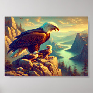 Majestic Eagle Capture A Lake Foreut 7"x5" Poster