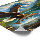Majestic Eagle Capture a Lake Foreut 7x5 Poster (Ecke)