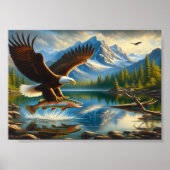 Majestic Eagle Capture a Lake Foreut 7x5 Poster (Vorne)