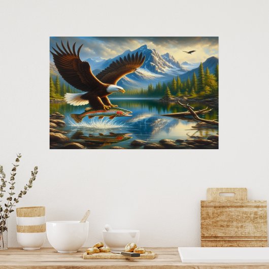 Majestic Eagle Capture a Lake Foreut Poster (Küche)