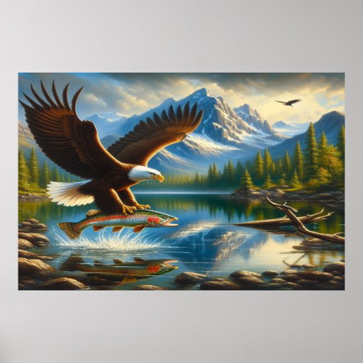 Majestic Eagle Capture a Lake Foreut Poster (Vorne)