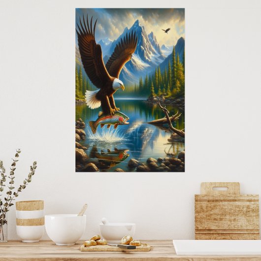 Majestic Eagle Capture a Lake Foreut Poster (Küche)