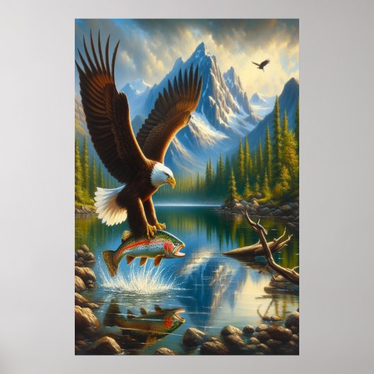 Majestic Eagle Capture a Lake Foreut Poster (Vorne)