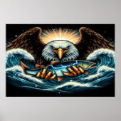 Majestic Eagle Capture Fresh Fish Poster (Vorne)
