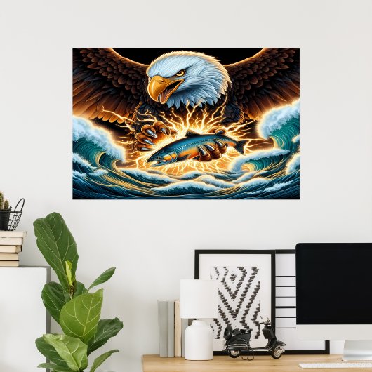Majestic Eagle Capture Prey Poster (Heimbüro)