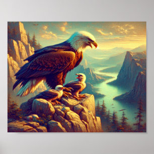 Majestic Eagle Capturing a Lake Foreut 10"x8" Poster