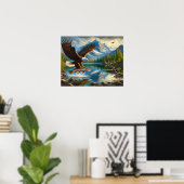 Majestic Eagle Capturing a Lake Foreut 20x16 Poster (Heimbüro)