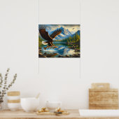 Majestic Eagle Capturing a Lake Foreut 20x16 Poster (Küche)