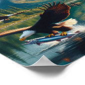 Majestic Eagle Capturing Fish at Sunrise 10x8 Poster (Ecke)