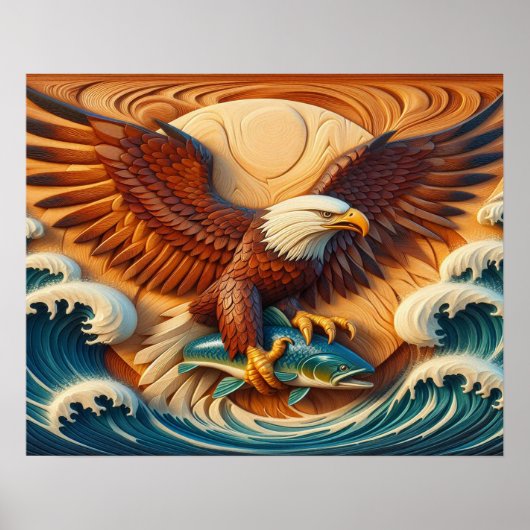 Majestic Eagle Clutching a Fish 20x16 Poster (Vorne)
