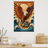 Majestic Eagle Clutching a Fish 24x36 Poster (Küche)