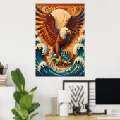 Majestic Eagle Clutching a Fish 24x36 Poster (Heimbüro)