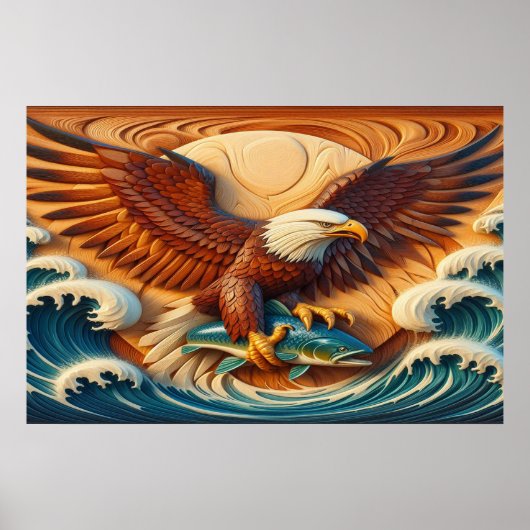 Majestic Eagle Clutching a Fish 36x24 Poster (Vorne)