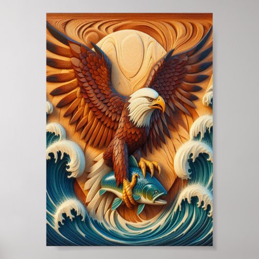 Majestic Eagle Clutching a Fish 7x5 Poster (Vorne)