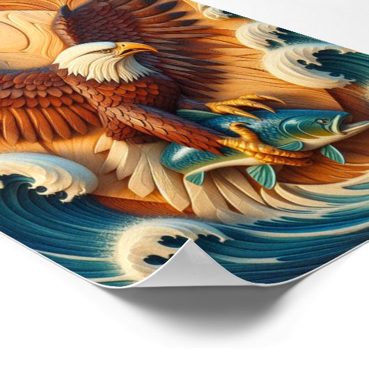 Majestic Eagle Clutching a Fish 7x5 Poster (Ecke)
