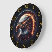 Majestic Eagle Embraced by Fiery Flames Große Wanduhr (Winkel)