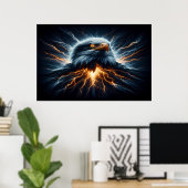 Majestic Eagle Embracing Lightning Poster (Heimbüro)