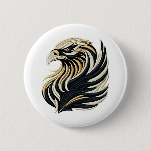Majestic Eagle Embroidery Style T-Shirt Button (Vorderseite)