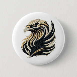 Majestic Eagle Embroidery Style T-Shirt Button