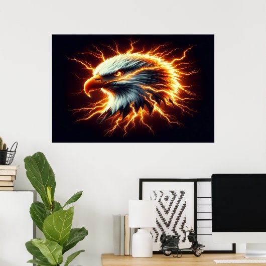Majestic Eagle Enguled in Flammen Poster (Heimbüro)