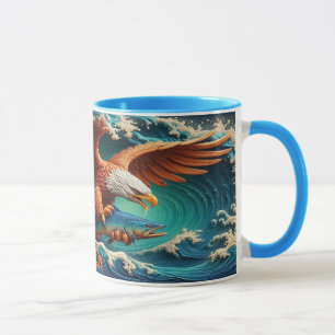 Majestic Eagle Fishing in einer Welle 36x24 Tasse