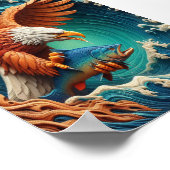 Majestic Eagle Fishing in einer Welle von 7x5 Poster (Ecke)