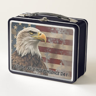 Majestic Eagle & Flag - Geist der Freiheit Metall Brotdose