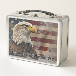 Majestic Eagle & Flag - Geist der Freiheit Metall Brotdose
