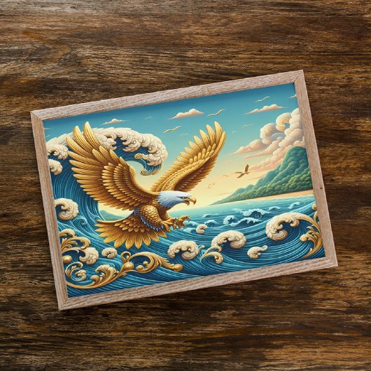 Majestic Eagle fliegt über eine Welle der Freiheit Poster