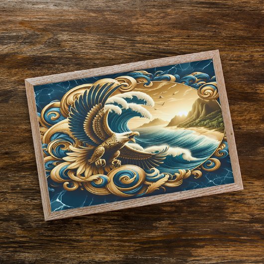 Majestic Eagle fliegt über Wasser Poster