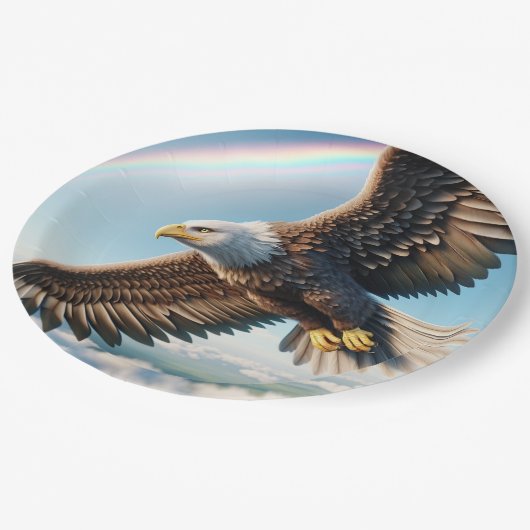 Majestic Eagle Flight Sky Paper Plate Pappteller (Schrägansicht)