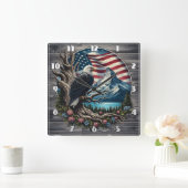 Majestic Eagle gegen die Berglandschaft Quadratische Wanduhr (Zuhause)