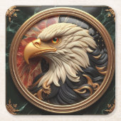 Majestic Eagle in glänzender Gold-Rahmen Rechteckiger Pappuntersetzer (Vorderseite)