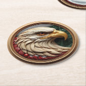 Majestic Eagle in Rahmen eingefasst Runder Pappuntersetzer (Angewinkelt)