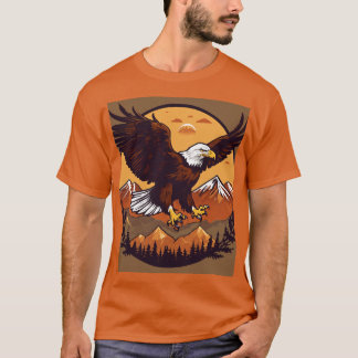 "Majestic Eagle: Intricate Scales and Flames Desig T-Shirt