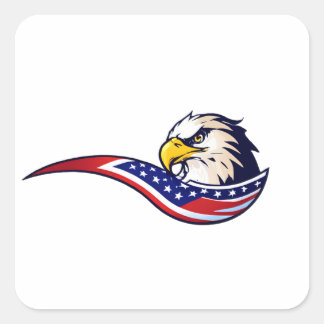Majestic Eagle: Logo-Design für die US-Flagge Quadratischer Aufkleber