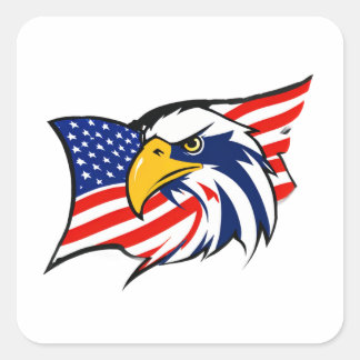 Majestic Eagle: Logo-Design für die US-Flagge Quadratischer Aufkleber