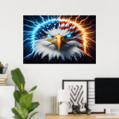 Majestic Eagle mit amerikanischer Fahne Poster (Heimbüro)
