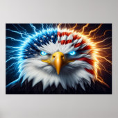 Majestic Eagle mit amerikanischer Fahne Poster (Vorne)