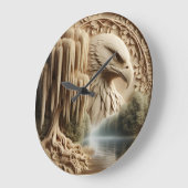Majestic Eagle mit Blick auf Serene Lake Große Wanduhr (Winkel)