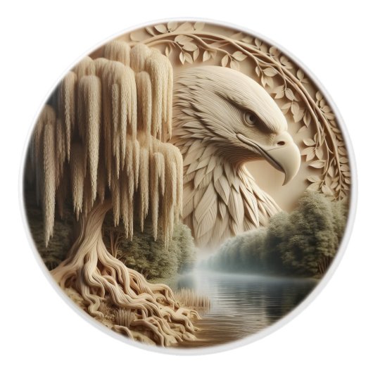 Majestic Eagle mit Blick auf Serene Lake Keramikknauf (Vorderseite)