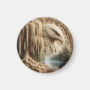 Majestic Eagle mit Blick auf Serene Lake Magnet