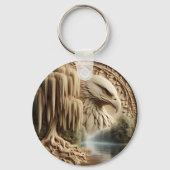 Majestic Eagle mit Blick auf Serene Lake Schlüsselanhänger (Rückseite)