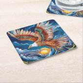 Majestic Eagle mit Boho Vibes & Mountain View Rechteckiger Pappuntersetzer (angewinkelt)