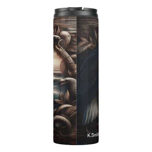 Majestic Eagle Perched Ocean Frame Thermosbecher (Rückseite)