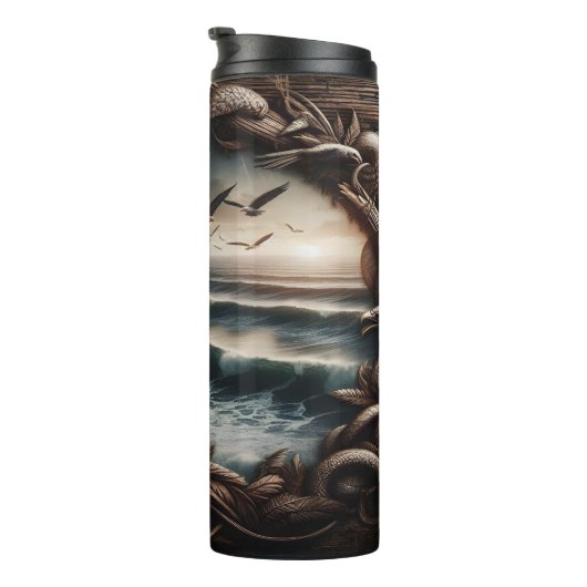Majestic Eagle Perched Ocean Frame Thermosbecher (Nach rechts gedreht)