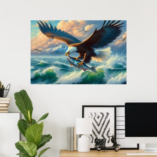 Majestic Eagle schlängelt sich 20x16 hinunter zum Poster (Heimbüro)