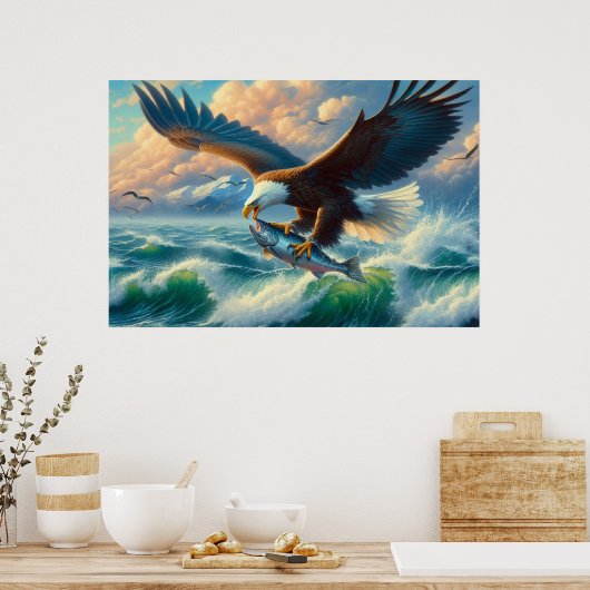 Majestic Eagle schlängelt sich 20x16 hinunter zum Poster (Küche)