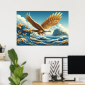 Majestic Eagle steigt über eine mächtige Welle Poster (Heimbüro)